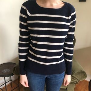 J Crew Navy and White Striped Sweater